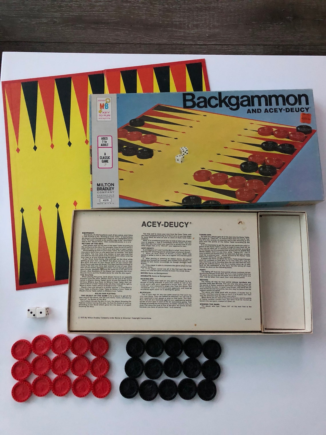 Vintage Milton Bradley Backgammon and Acey Deucey Game in Original