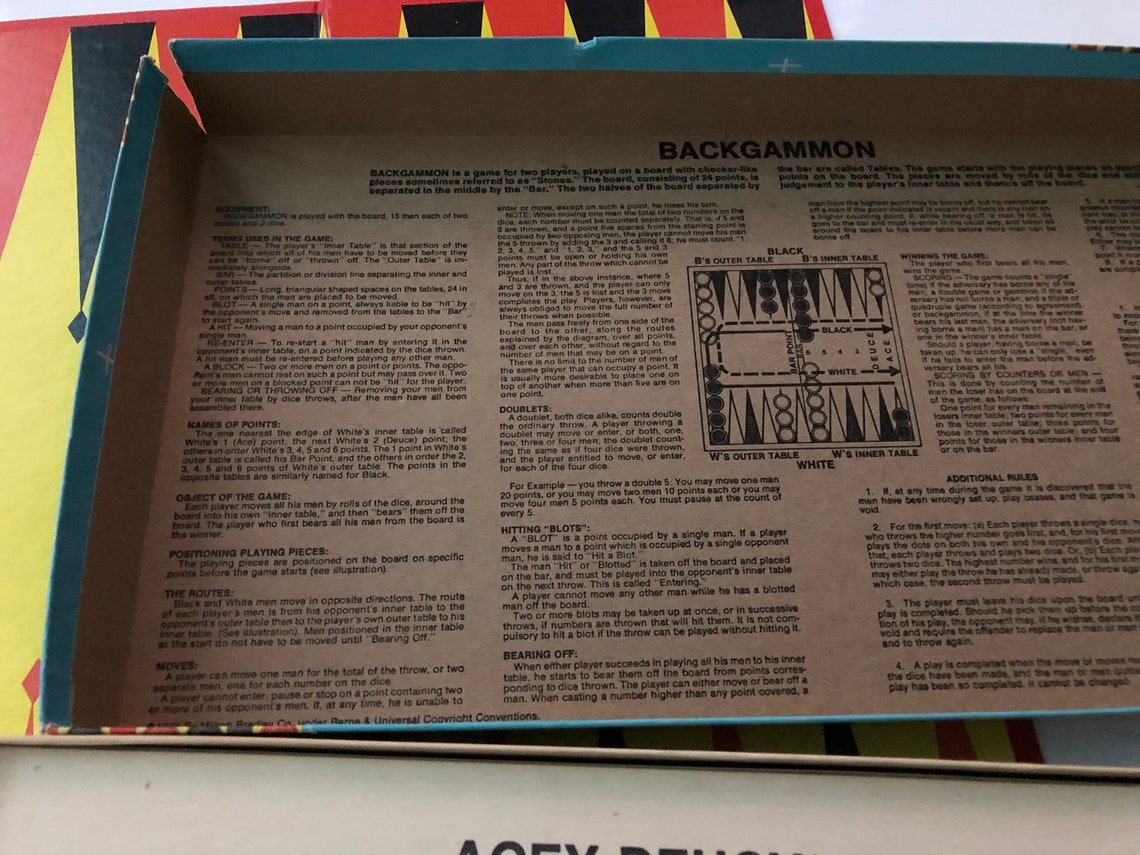 Vintage Milton Bradley Backgammon and Acey Deucey Game in Original