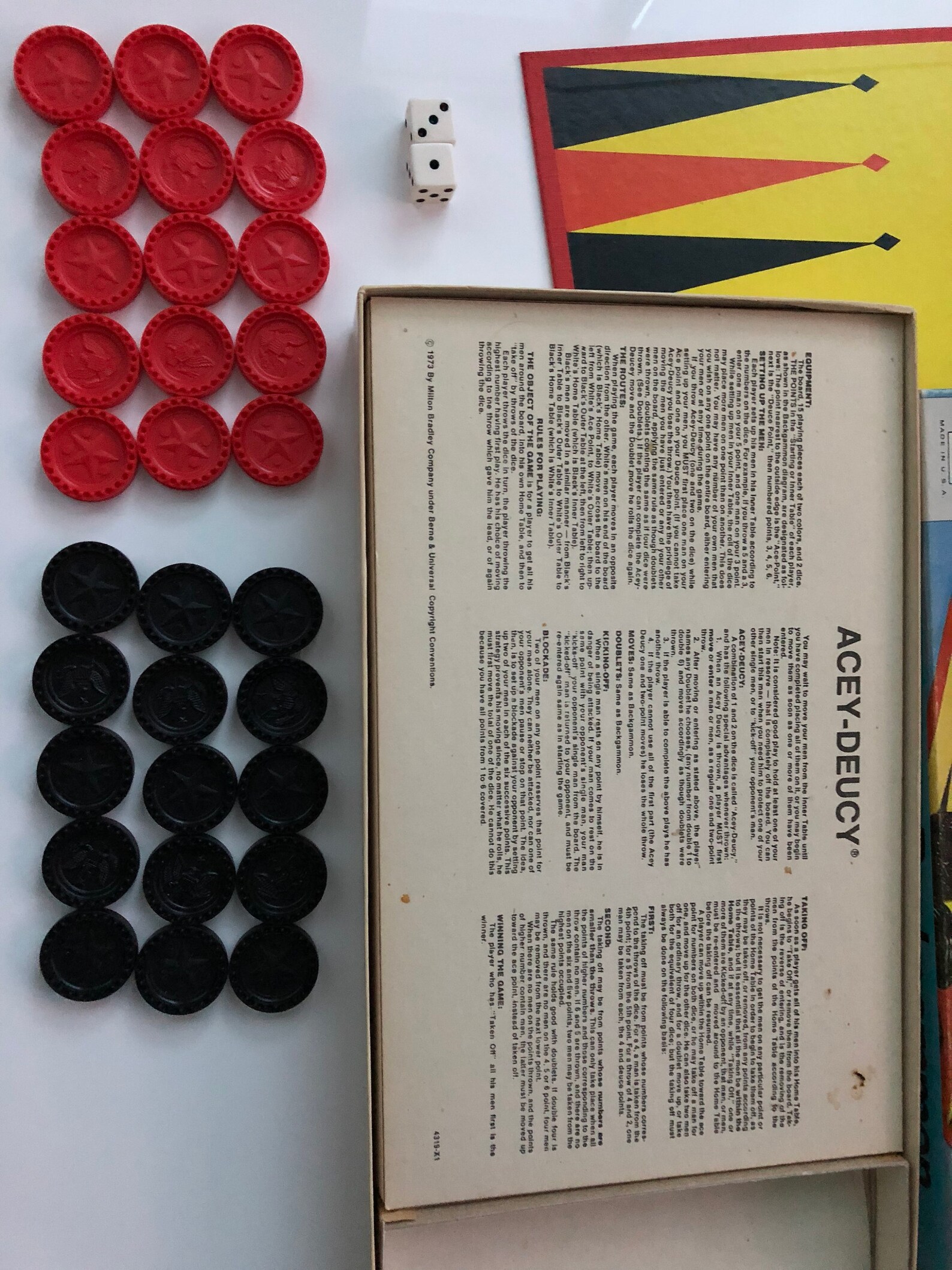 Vintage Milton Bradley Backgammon and Acey Deucey Game in Original
