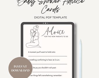 Baby Shower Advice Cards Printable | Meaningful Keepsake for Parents-to-Be | Neutral Game | Instant