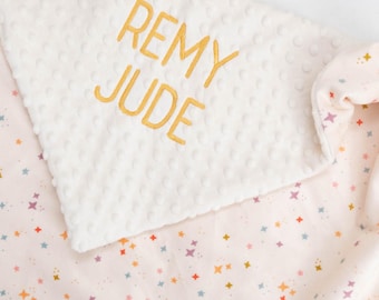 Limited! Fairytale Stars Personalized Baby Blanket, Minky Baby Blanket, Baby Blanket with Name, Monogram Baby Blanket, Baby Gift