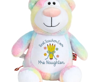 Personalized Teacher Gift, Stuffed Animal Plush with Name, End of School Year Gift for Teacher