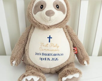 First Communion, Baptism Personalized Stuffed Animal Plush, Washable Stuffed Animal