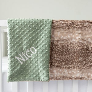 Brown Fawn Custom Blanket, Design Your Own Baby Blanket, Minky, Baby Blanket with Name, Plush Baby Blanket, Gender Neutral Gift, Baby Shower