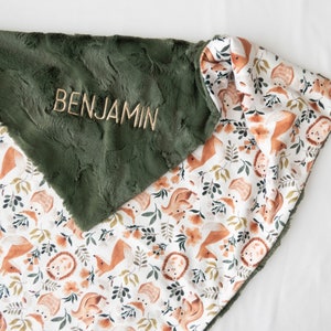 Animal Personalized Baby Blanket, Minky Baby Blanket, Baby Blanket with Name, Monogram Baby Blanket, Gender Neutral Baby Gift, Wild Animals image 1