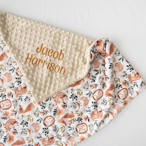 Animal Personalized Baby Blanket, Minky Baby Blanket, Baby Blanket with Name, Monogram Baby Blanket, Gender Neutral Baby Gift, Wild Animals image 3