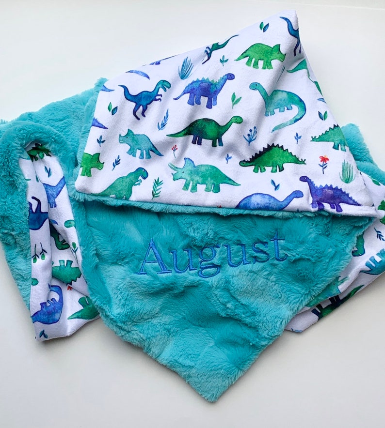 Dinosaur Personalized Baby Blanket Dino Baby Blanket Etsy