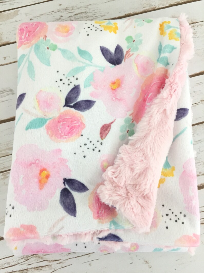 Floral Personalized Baby Blanket Baby Girl Lovey Blanket Etsy