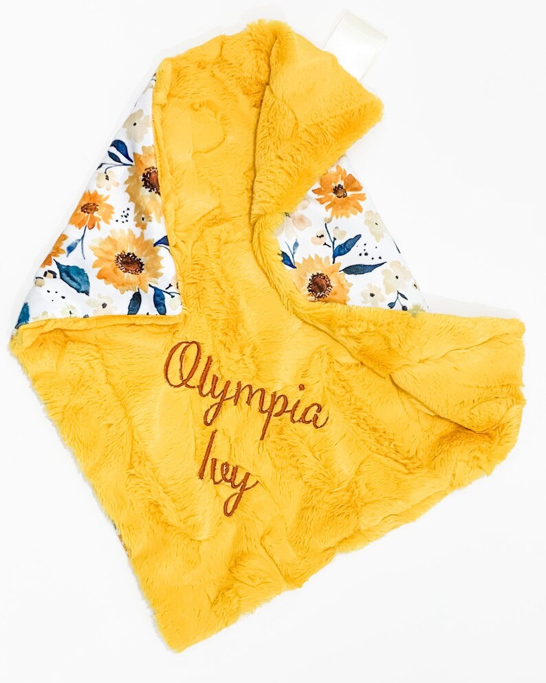 Sunflower Personalized Baby Blanket Minky Baby Blanket Baby Etsy