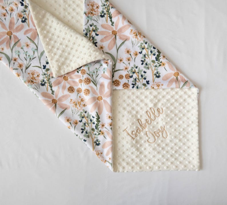 Personalized Minky Baby Blanket – Daisy Dream Floral Blanket – Custom Embroidered Baby Blanket – Monogram – Soft Green Baby Shower Gift image 11