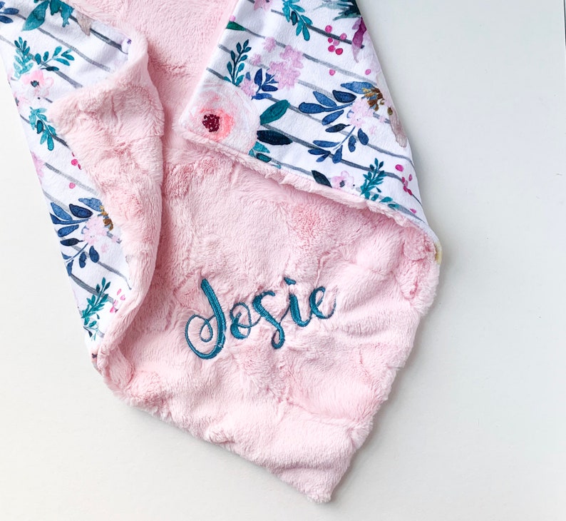 Personalized Baby Blanket Minky Baby Blanket Pink Blue Etsy