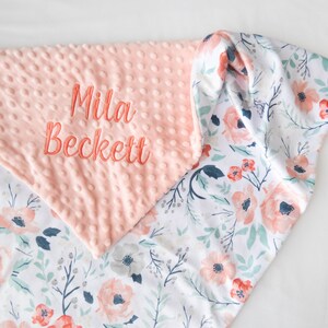 Spring Meadow Personalized Baby Blanket, Minky Baby Blanket, Baby Blanket with Name, Monogram Baby Blanket, Floral Baby Blanket, Baby Girl image 3