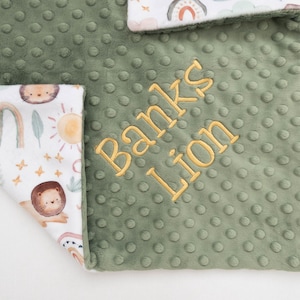 Little Lion Personalized Baby Blanket, Minky Baby Blanket, Baby Blanket with Name, Monogram Baby Blanket, Newborn Gift, Rainbow Baby Gift image 6