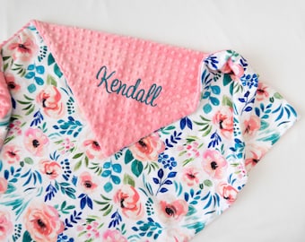 Avaleigh Floral Personalized Baby Blanket, Minky Baby Blanket, Baby Blanket with Name, Monogram Baby Blanket, Newborn Gift, Baby Shower Gift