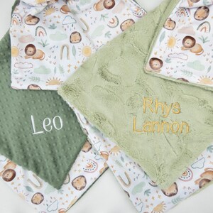 Little Lion Personalized Baby Blanket, Minky Baby Blanket, Baby Blanket with Name, Monogram Baby Blanket, Newborn Gift, Rainbow Baby Gift image 5