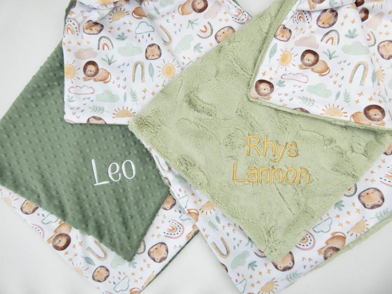 Little Lion Personalized Baby Blanket, Minky Baby Blanket, Baby Blanket with Name, Monogram Baby Blanket, Newborn Gift, Rainbow Baby Gift image 5