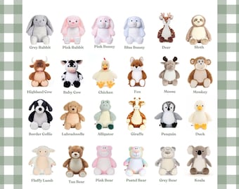 Personalized Stuffed Animal Plush with Name, Birth Stats, Birth Announcement, Washable Stuffed Animal