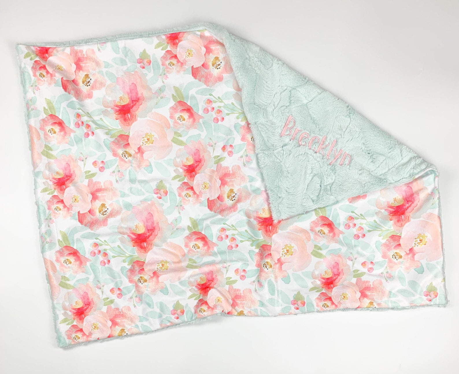 Personalized Baby Blanket Floral Baby Blanket Pink Baby Etsy