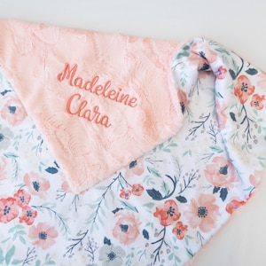 Spring Meadow Personalized Baby Blanket, Minky Baby Blanket, Baby Blanket with Name, Monogram Baby Blanket, Floral Baby Blanket, Baby Girl image 6