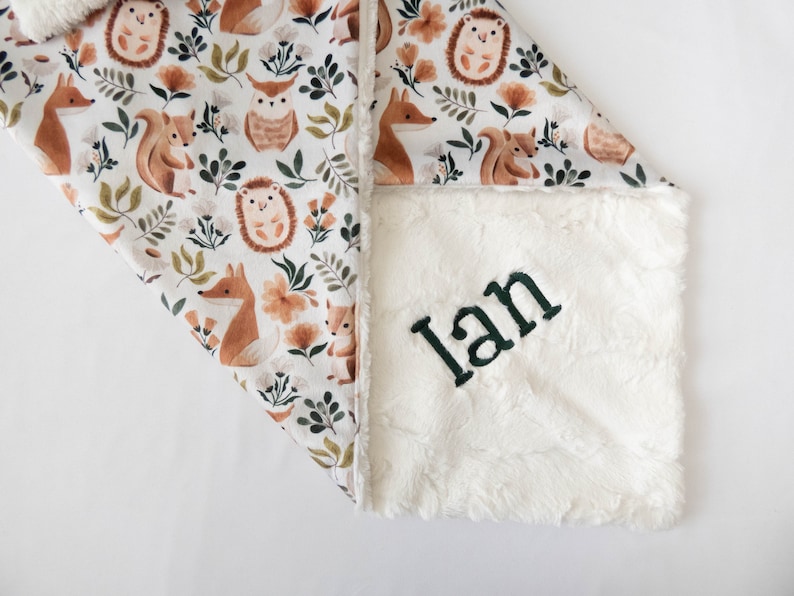 Animal Personalized Baby Blanket, Minky Baby Blanket, Baby Blanket with Name, Monogram Baby Blanket, Gender Neutral Baby Gift, Wild Animals image 6