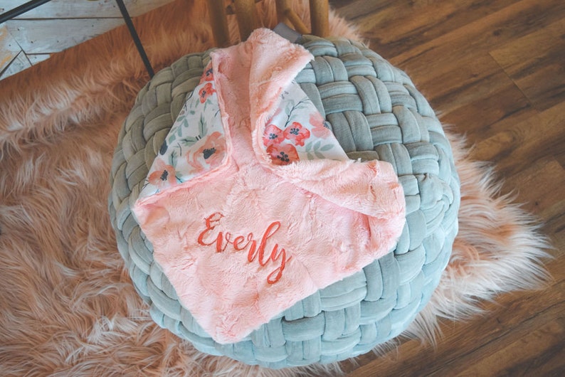 Spring Meadow Personalized Baby Blanket, Minky Baby Blanket, Baby Blanket with Name, Monogram Baby Blanket, Floral Baby Blanket, Baby Girl image 5