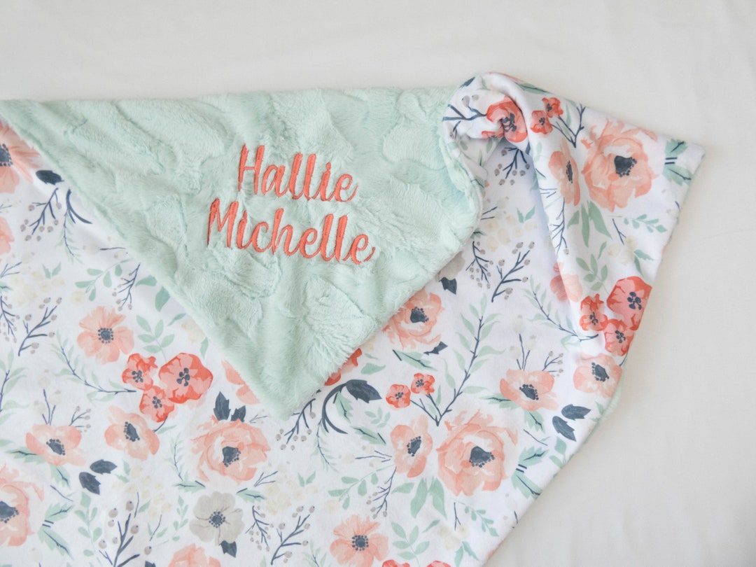 Spring Meadow Personalized Baby Blanket, Minky Baby Blanket, Baby ...