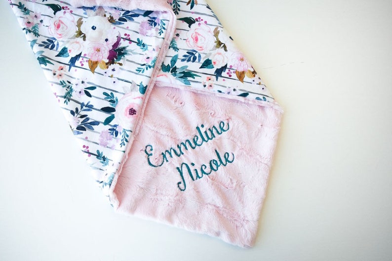 Personalized Baby Blanket Minky Baby Blanket Pink Blue Etsy
