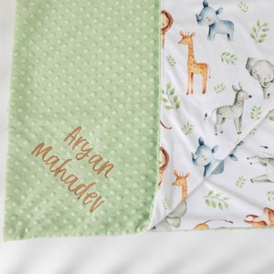 Safari Animals Personalized Baby Blanket Minky Baby Blanket Baby Blanket with Name Monogram Baby Blanket Gender Neutral Baby Gift image 4