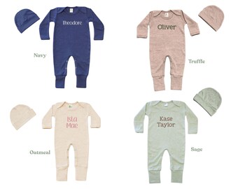 Personalized Baby Jumper, Embroidered Coming Home Outfit, Cotton Blend