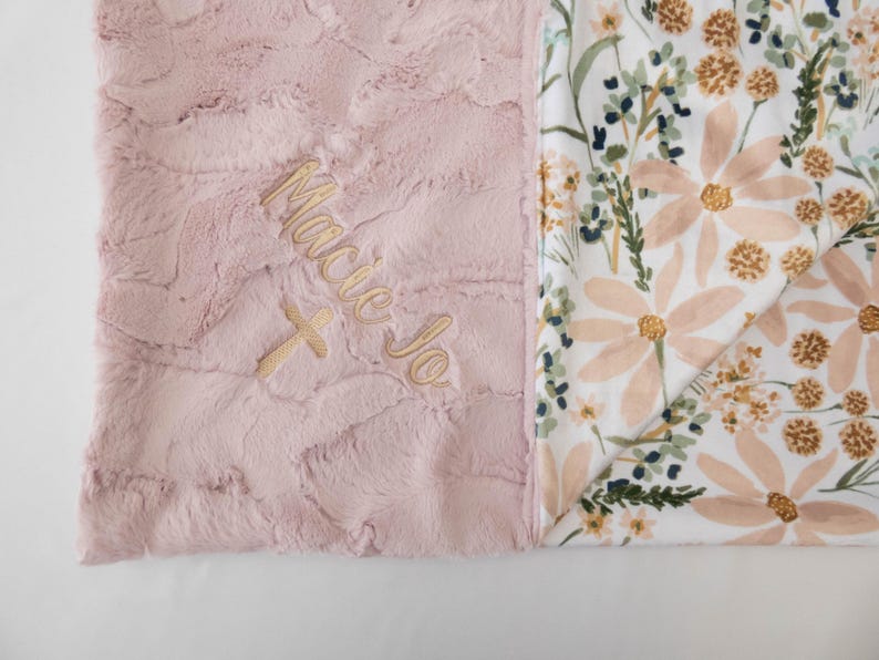 Personalized Minky Baby Blanket – Daisy Dream Floral Blanket – Custom Embroidered Baby Blanket – Monogram – Soft Green Baby Shower Gift image 10