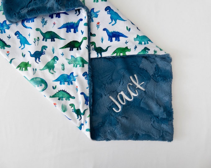 Dinosaur Personalized Baby Blanket, Dino Baby Blanket, Custom Blanket ...