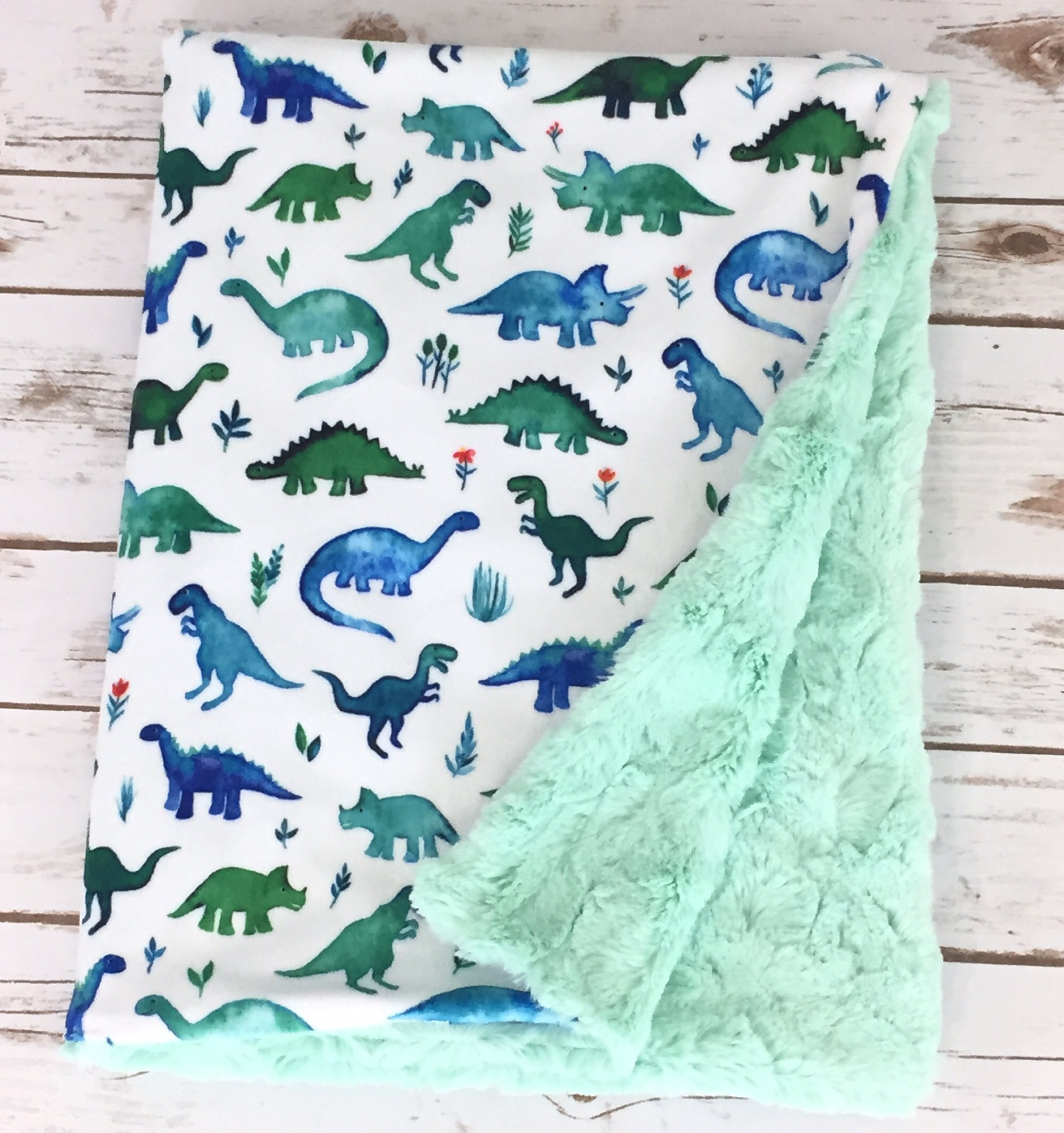 Minky Baby Blanket Dinosaur Blanket Stroller Blanket Etsy