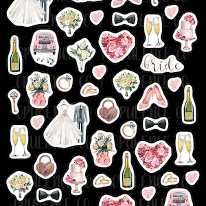 Ładny szablon naklejki ślubnej do cricut air lub silhouette. Gotowy do wydrukowania i wycięcia. Do scrapbookingu lub prezentów - png