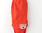 50 OFF FALL SALE Vintage 1990s Red Blue Speedo Lifeguard Logo Swimsuit One Piece Open Key Hole Back Lined Bathing Suit Swimwear Sz XXs