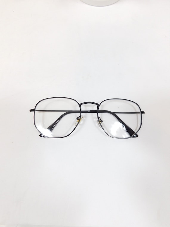 Vintage Clear Black Hexagon Shaped Oversized Spect