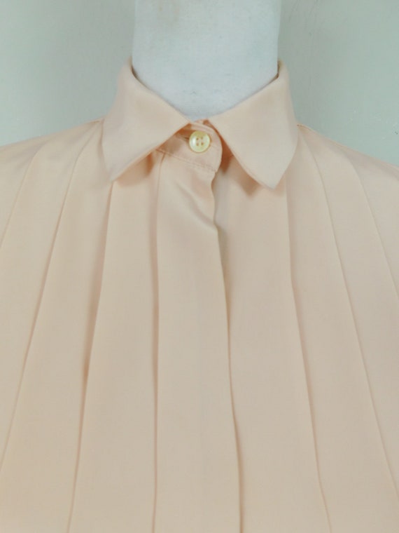 Vintage 80s Jaclyn Smith Light Pink Pleated Butto… - image 3