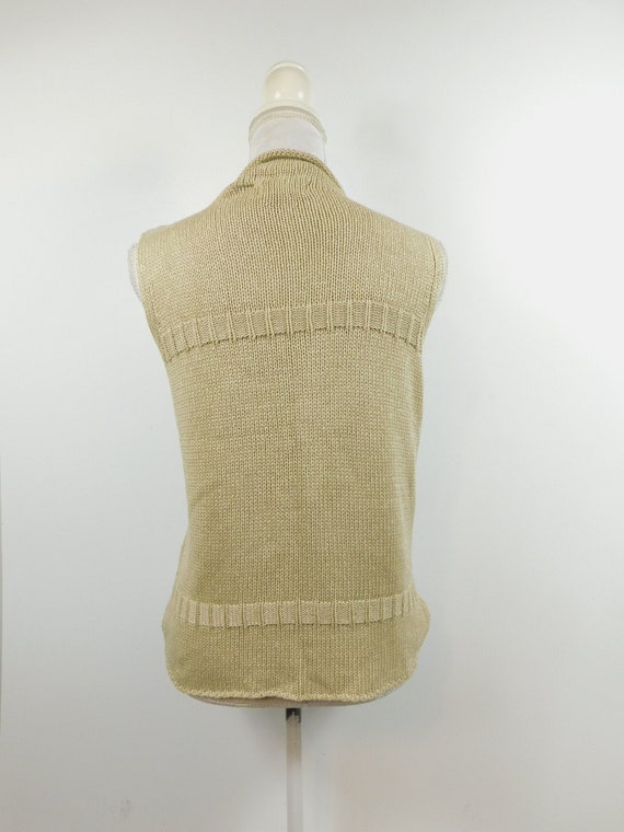 Vintage 80s J. Khaki Tan Crocheted Ribbed Acrylic… - image 2