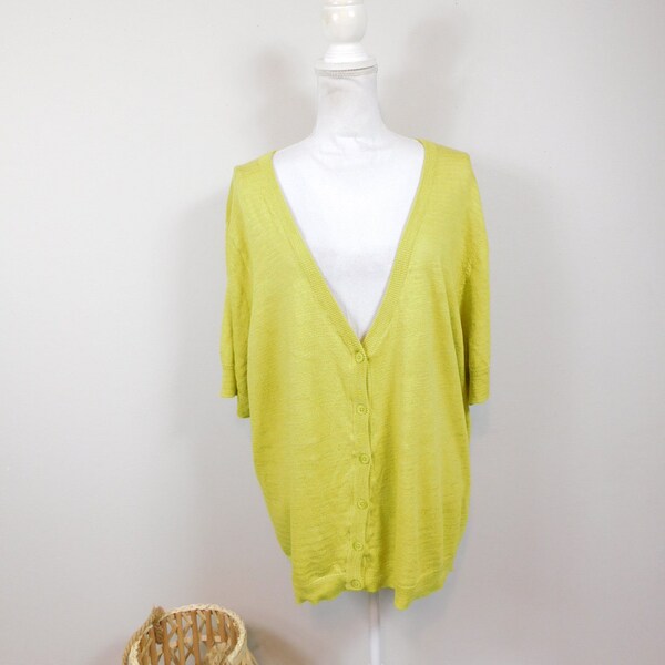 Cardigan Jessica London Vert Lime - Taille XL - Occasion Très Bon état - Boutonnage Devant