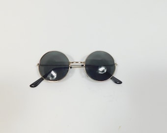 Vintage Kids Black Silver Small Round Tinted Spectacle Sunglasses Fashion Metal Frame Lens Classic Plastic Glasses Sunnies