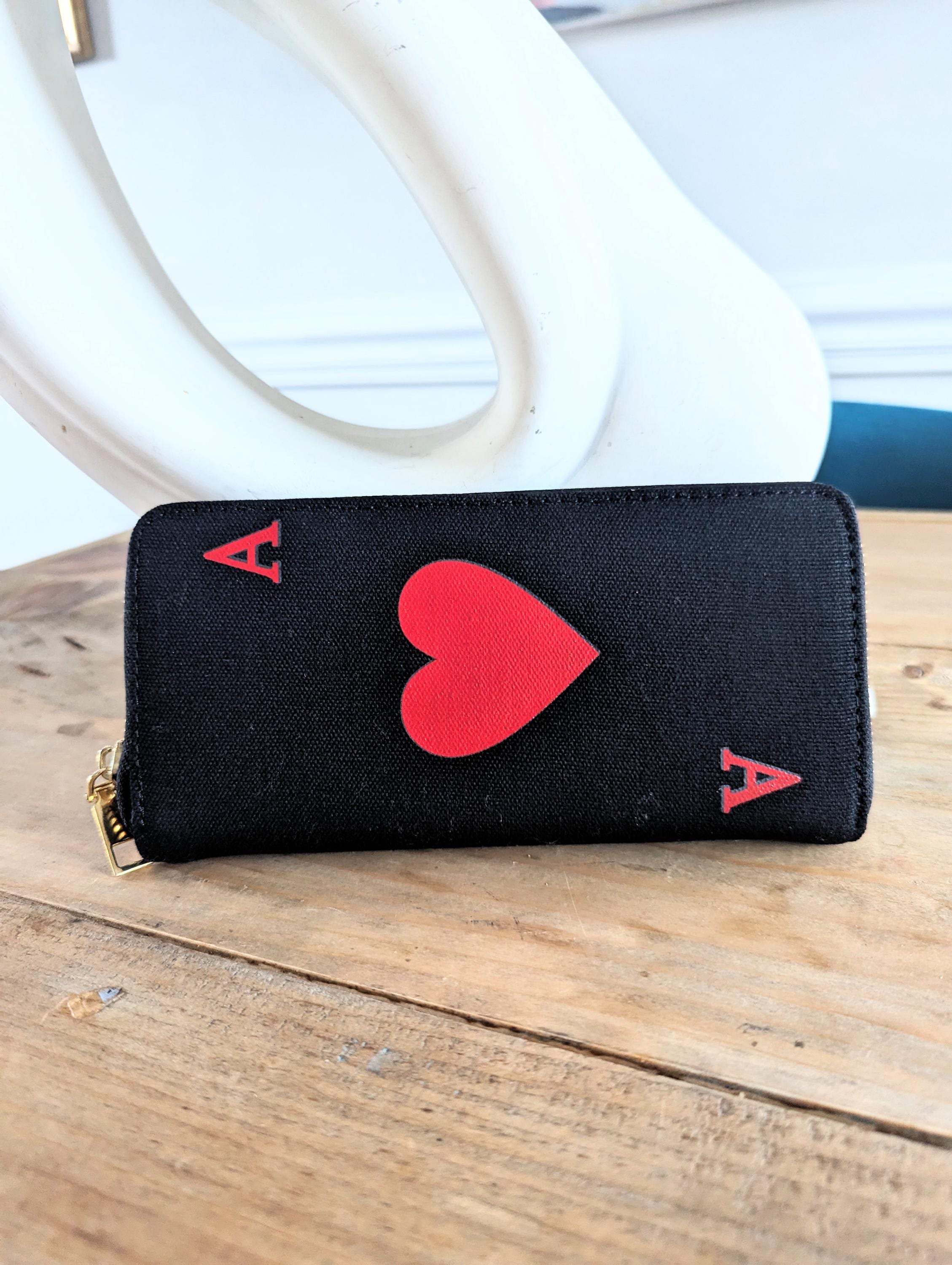 Vintage 00s Black Red Poker Ace of Hearts Playing Cards Canvas ...