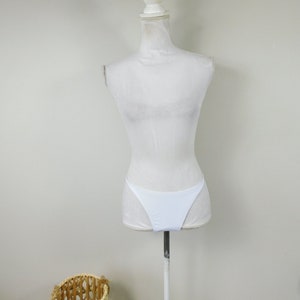 Vintage 00s White String Bikini Lined Spandex Swim High Rise Cheeky Seamless Bathing Suit Bottom Swimwear Sz Small/Medium/Large