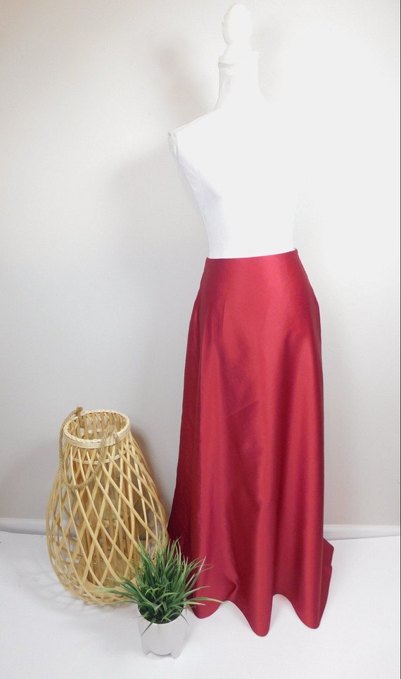 Vintage 90s Burgundy Red Silky Shiny Polyester A L