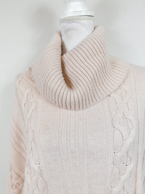 Vintage 90s Mauve Pink Cable Metallic Knitted Str… - image 2