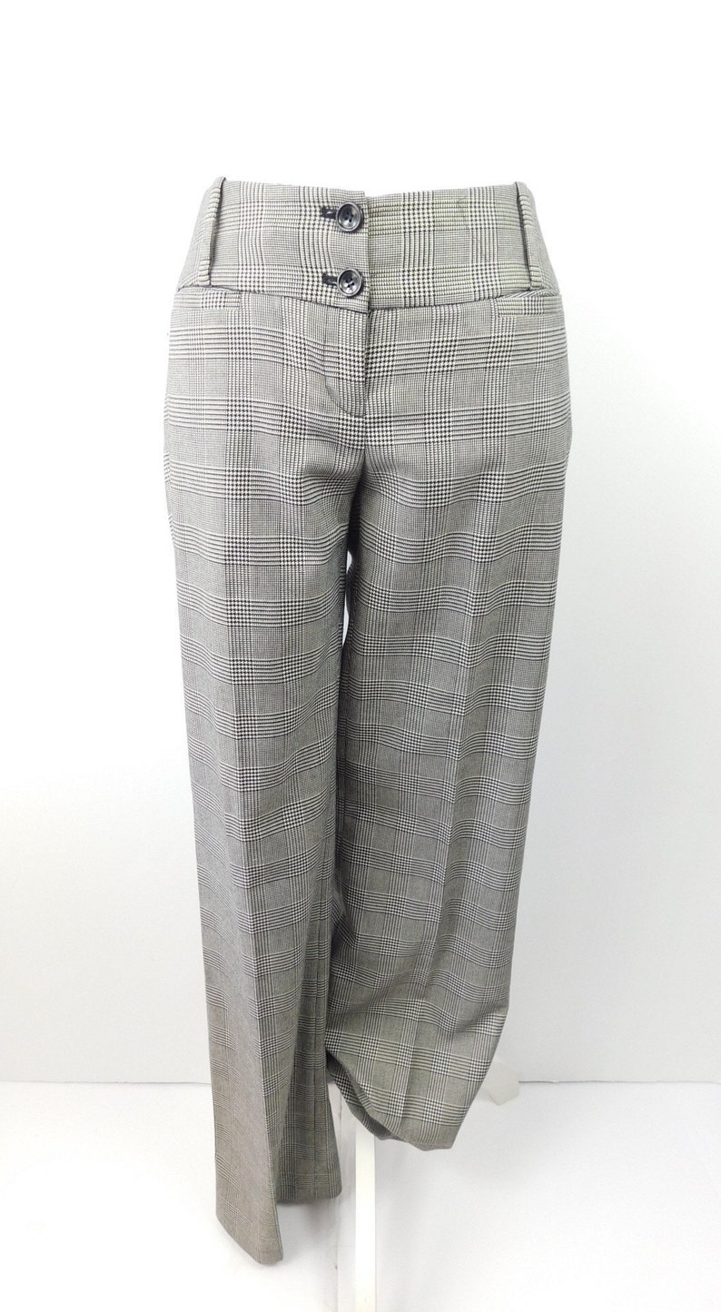 50/% SUMMER SALE Vintage 80s 1980s The Limited Black White Houndstooth Print Checkered Straight Leg Low Waist Preppy Pants Sz 2 XS