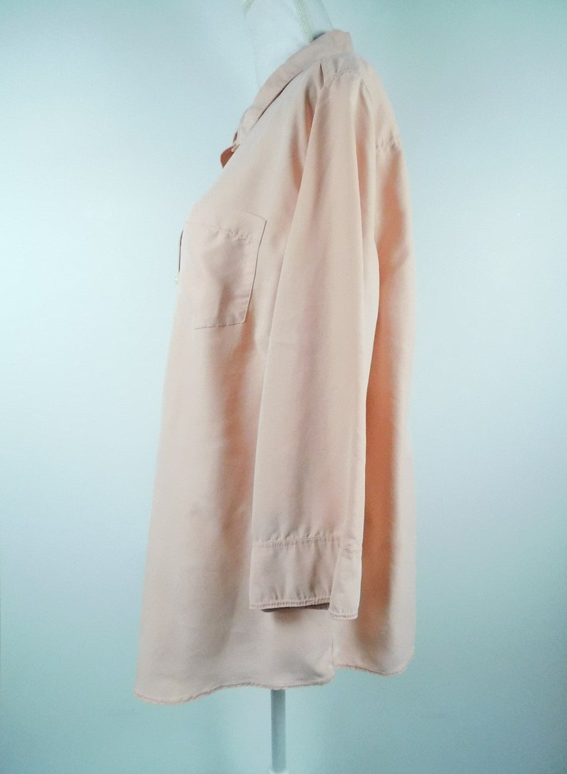 50/% SUMMER SALE Vintage 1990s Liz Caliborne Mauve Solid Pink Collared Button Down Chest Pocket Minimal Long Sleeve Blouse Top Shirt Sz 20W P