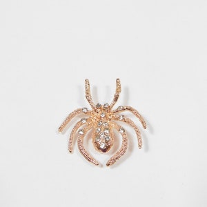 Vintage 00s Spider Bug Insect Rose Gold Faux Diamond Rhinestone Pin Clip Brooch Fashion Accessory Costume Jewelry Embellishment