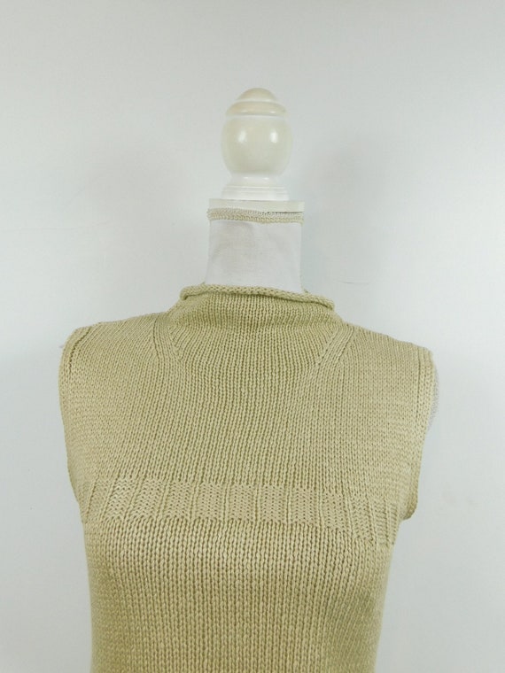 Vintage 80s J. Khaki Tan Crocheted Ribbed Acrylic… - image 4