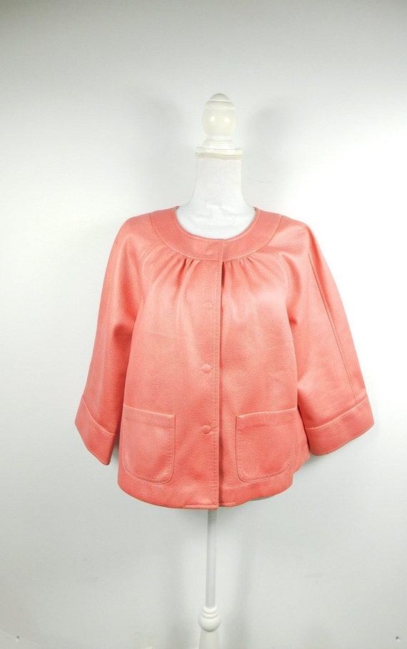 Vintage 90s Ruby Rd. Coral Pink Faux Leather Snap 