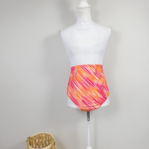 Vintage 80s Horizontal Striped Print Red Orange High Waist Bikini Swimsuit Bathing Suit Swimwear Bottom Sz 3X/24 Plus Size