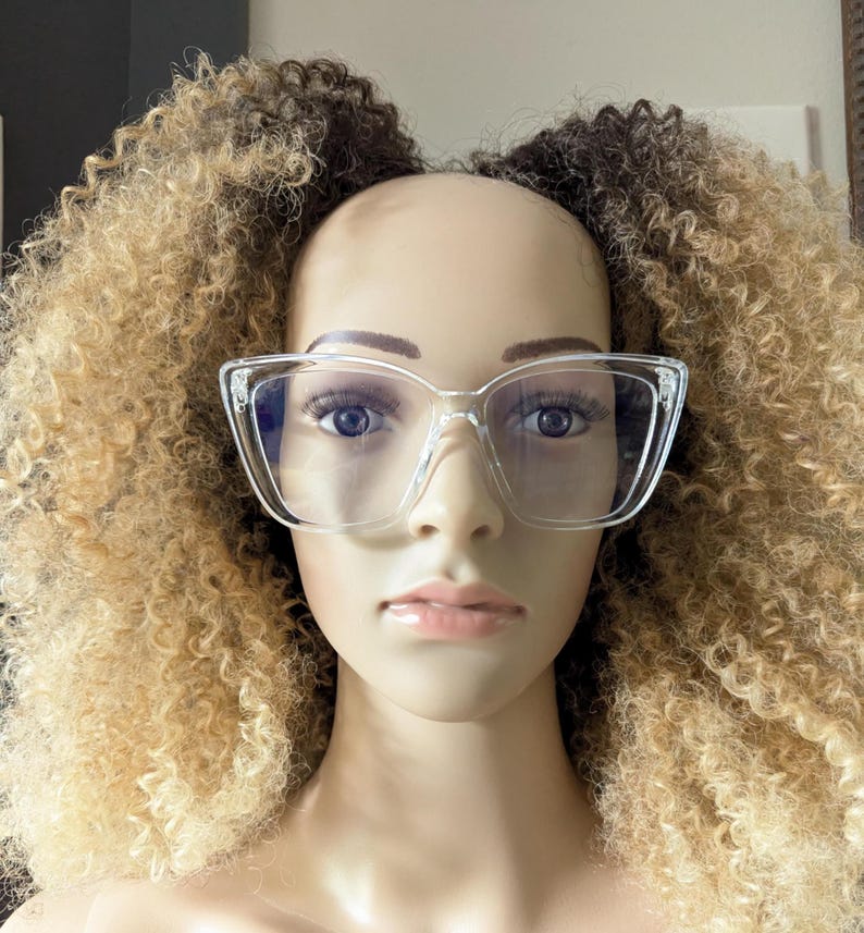 Vintage 00s Klare große quadratische Form transparente große Kunststoff übergroße Rahmen Mode klassische Sonnenbrillen Objektiv Kostüm Gläser Bild 1
